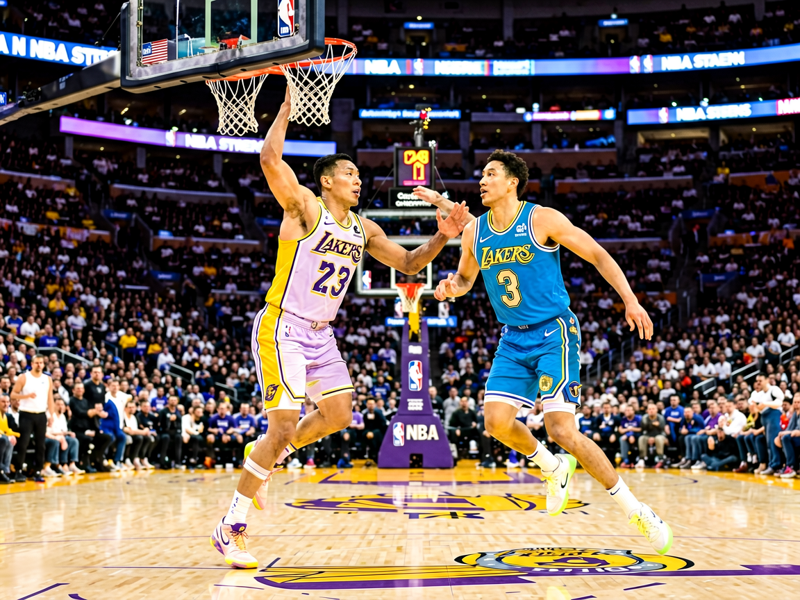 NBA季后赛湖人勇士对决,球场精彩瞬间